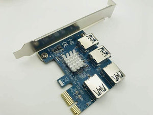 Planet Gates PCIe 1 to 4 Mining Card PCI Express 16X Slots Riser Card PCI-E 1X to 16x External PCI-e Slot Adapter Port Multiplier for BTC