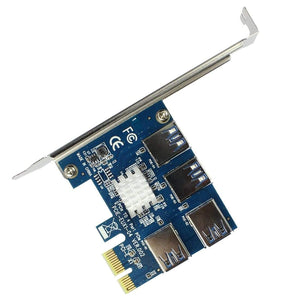 Planet Gates PCIe 1 to 4 PCI express 16X slots Riser Card PCI-E 1X to External 4 PCI-e Slot Adapter PCIe Multiplier Card for Bitcoin Miner