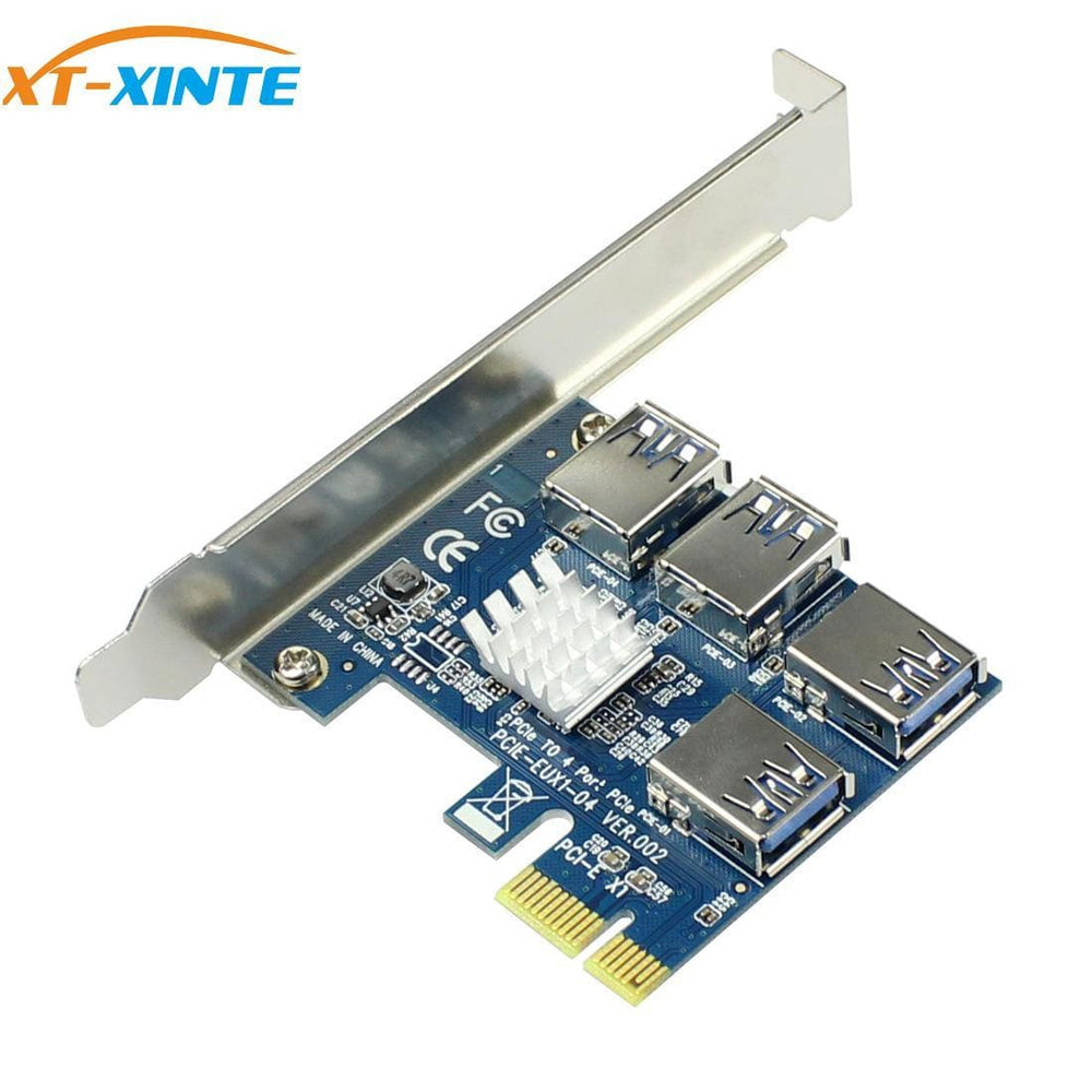Planet Gates PCIe 1 to 4 PCI express 16X slots Riser Card PCI-E 1X to External 4 PCI-e Slot Adapter PCIe Multiplier Card for Bitcoin Miner