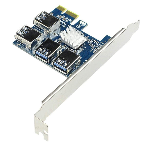 Planet Gates PCIe 1 to 4 PCI express 16X slots Riser Card PCI-E 1X to External 4 PCI-e Slot Adapter PCIe Multiplier Card for Bitcoin Miner