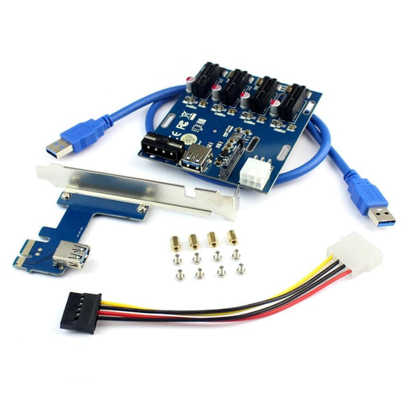 Planet Gates PCIe 1 to 4 PCI Express 1X Slots Riser Card Mini ITX to External 4 PCI-e Slot Adapter PCIe Port Multiplier Card Q21533