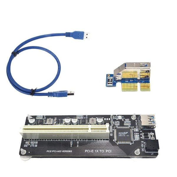 Planet Gates PCIE PCI-E PCI Express X1 to PCI Riser Card Bus Card High Efficiency Adapter Converter USB 3.0 Cable for Desktop PC ASM1083 Chip