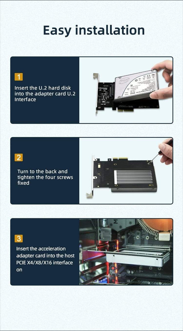 Planet Gates PCIE Riser U.2 To PCI Express3.0 X4 Adapter Interface Gen3 Pci Card Computer Hard Drive Computer Components Expansion Pci Card