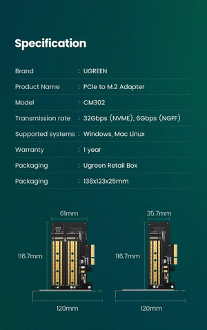 Planet Gates PCIE to M2 Adapter NVMe M.2 PCI Express Adapter 32Gbps PCI-E Card x4/8/16 M&B Key SSD Computer Expansion Add On Cards