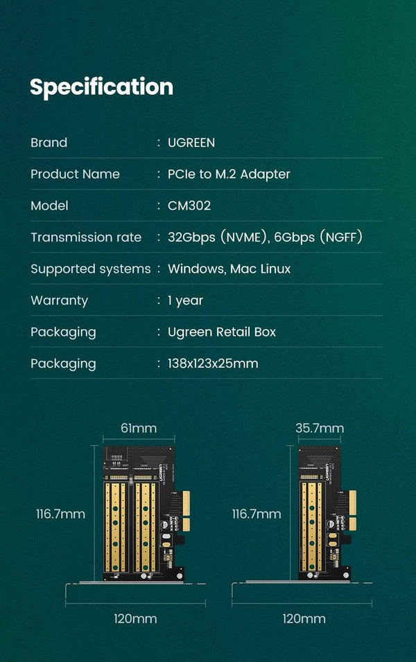 Planet Gates PCIE to M2 Adapter NVMe M.2 PCI Express Adapter 32Gbps PCI-E Card x4/8/16 M&B Key SSD Computer Expansion Add On Cards