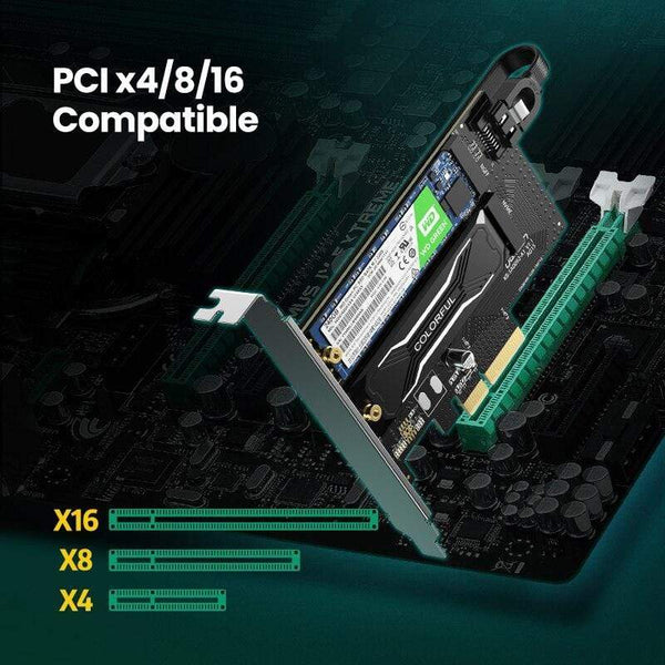 Planet Gates PCIE to M2 Adapter NVMe M.2 PCI Express Adapter 32Gbps PCI-E Card x4/8/16 M&B Key SSD Computer Expansion Add On Cards