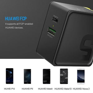 Planet Gates PD Fast Charging USB Charger for iPhone X 8 plus, ROCK 36W Quick Charge 3.0 Dual USB Charger QC3.0 &PD &FCP fast charging