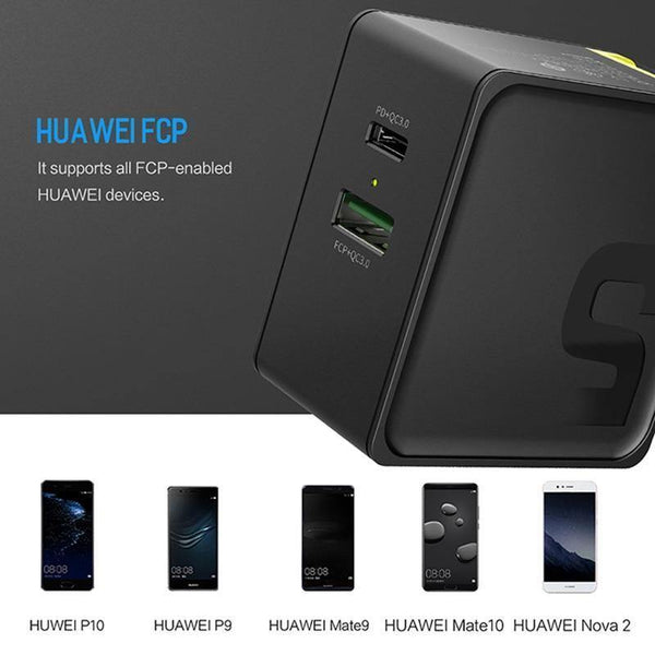Planet Gates PD Fast Charging USB Charger for iPhone X 8, ROCK 36W Quick Charge Dual USB Charger QC3.0 &PD FCP fast charging Clearance 49%