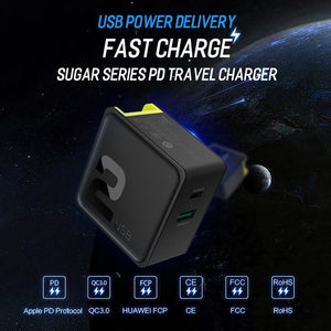 Planet Gates PD Fast Charging USB Charger for iPhone X 8, ROCK 36W Quick Charge Dual USB Charger QC3.0 &PD FCP fast charging Clearance 49%