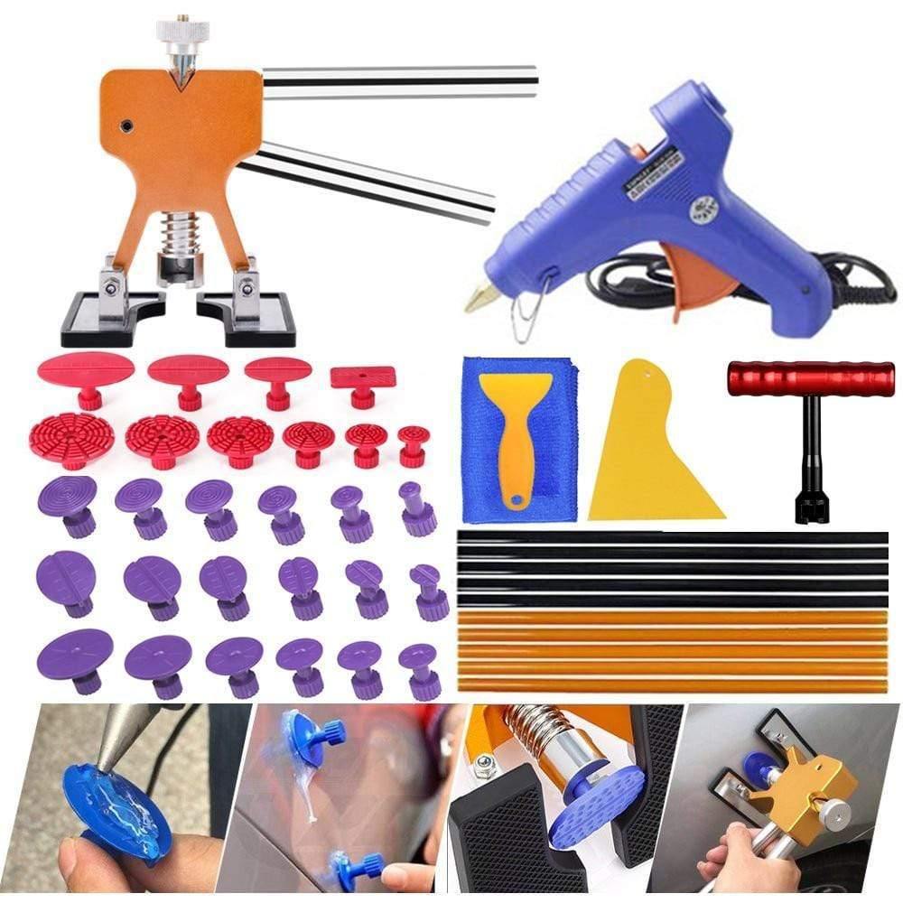 Planet Gates PDR tools Professional Dent Repair Lifter Car Body Dent Removal Kit Glue Gun and Sticks Paintless Dent Repair T-bar Puller
