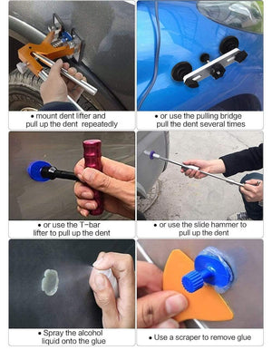 Planet Gates PDR tools Professional Dent Repair Lifter Car Body Dent Removal Kit Glue Gun and Sticks Paintless Dent Repair T-bar Puller