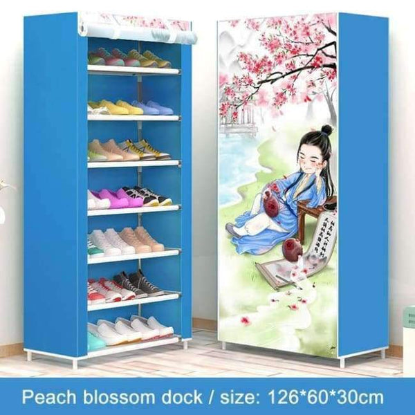 Planet Gates Peach Blossom dock Shoe rack 8-layer 7-grid Non-woven fabrics large shoes rack stand removable shoe storage for home Living room furniture