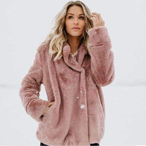 Planet Gates Peach Pink / S Fleece Cardigan Sweater Women Female Warm Cotton Sweater Veste Femme Pockets Fashion Coat Long Kimono Cardigan EDR78