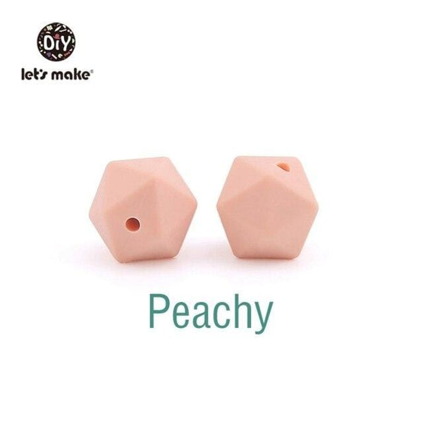 Planet Gates Peachy Let's Make 10pc 14mm Silicone Beads Hexagon Bpa Free Silicone Teether Diy Teething Toy Baby Chewable Accessories Baby Teether