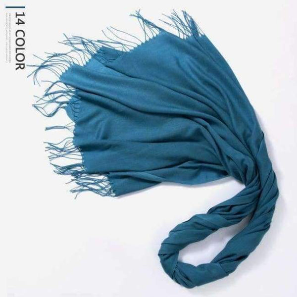 Planet Gates Peacock Blue / 216cmX65cm Autumn and Winter Scarf Women Fashion Solid Cashmere scarves for Women Shawls and Wraps 35 Colours