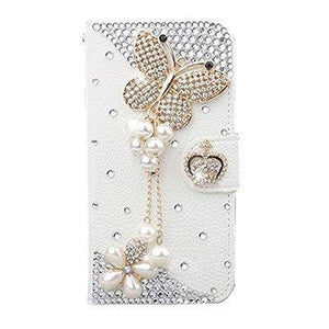 Planet Gates Pearl butterfly / PU leather Diamond Flip Leather Phone Case For Huawei P8 LITE 2017/P9 LITE 2017/Honor 8 lite,Wallet Style Cover With Card Slot