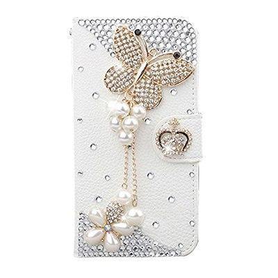 Planet Gates Pearl butterfly / PU leather Diamond Flip Leather Phone Case For Huawei P8 LITE 2017/P9 LITE 2017/Honor 8 lite,Wallet Style Cover With Card Slot