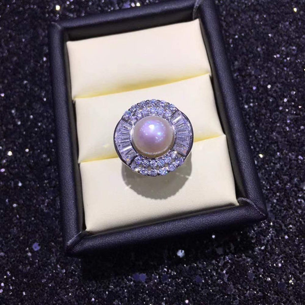 Planet Gates Pearl Ring Natural Freshwater Pearl 925 Sterling Silver Jewelry Zircon Big Ring High Quality Diamond Rings For Women