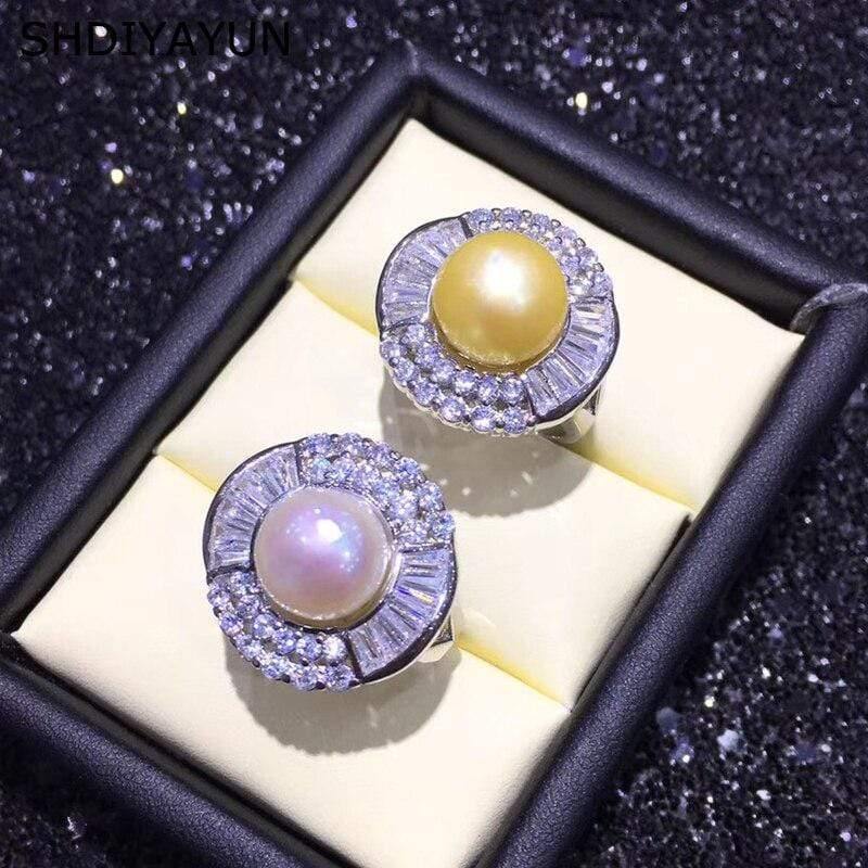 Planet Gates Pearl Ring Natural Freshwater Pearl 925 Sterling Silver Jewelry Zircon Big Ring High Quality Diamond Rings For Women