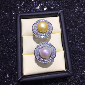 Planet Gates Pearl Ring Natural Freshwater Pearl 925 Sterling Silver Jewelry Zircon Big Ring High Quality Diamond Rings For Women