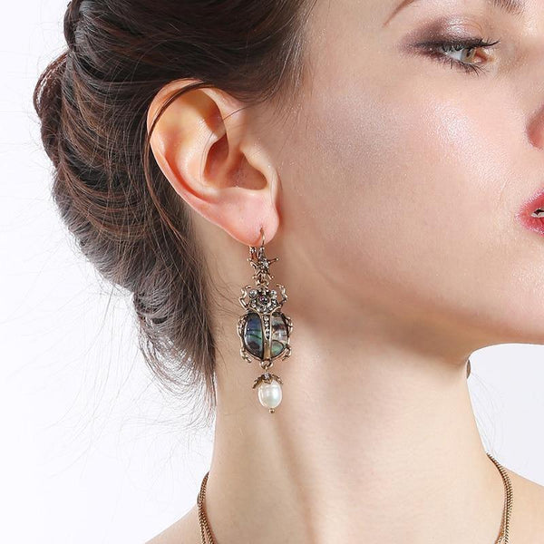 Planet Gates Pearl Star Insect Earrings  Personalized Cute Statement Fashion Women Jewelry Brinco Wedding Drop Earrings