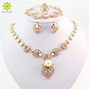 Planet Gates Pearl Wedding Costume Necklace Earrings Sets Fashion Romantic Clear Crystal Women Party Gift Jewelry Sets