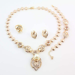 Planet Gates Pearl Wedding Costume Necklace Earrings Sets Fashion Romantic Clear Crystal Women Party Gift Jewelry Sets