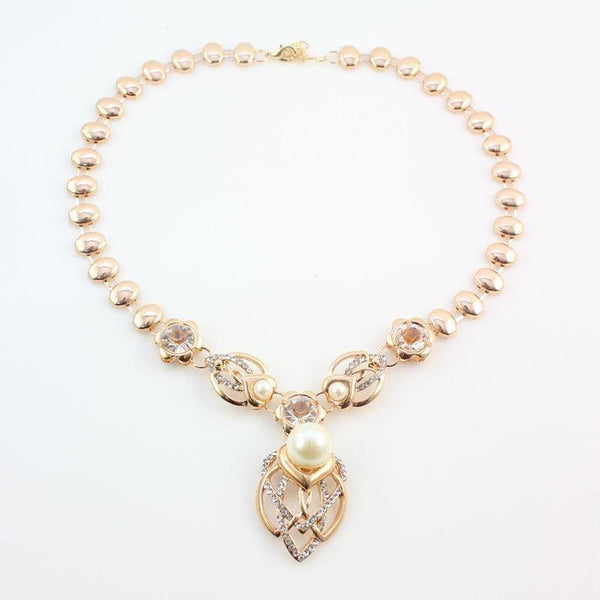 Planet Gates Pearl Wedding Costume Necklace Earrings Sets Fashion Romantic Clear Crystal Women Party Gift Jewelry Sets