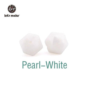 Planet Gates Pearl White Let's Make 10pc 14mm Silicone Beads Hexagon Bpa Free Silicone Teether Diy Teething Toy Baby Chewable Accessories Baby Teether