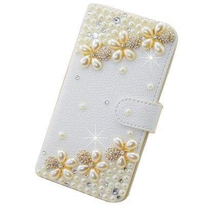 Planet Gates PearlFlowersCrystal / PU leather Diamond Flip Leather Phone Case For Huawei P8 LITE 2017/P9 LITE 2017/Honor 8 lite,Wallet Style Cover With Card Slot