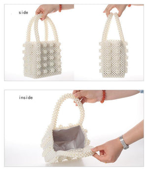 Planet Gates Pearls bag beaded box totes bag women party vintage handbag 2018 summer luxury brand white yellow blue wholesale drop shipping