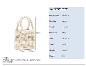 Planet Gates Pearls bag beaded box totes bag women party vintage handbag 2018 summer luxury brand white yellow blue wholesale drop shipping