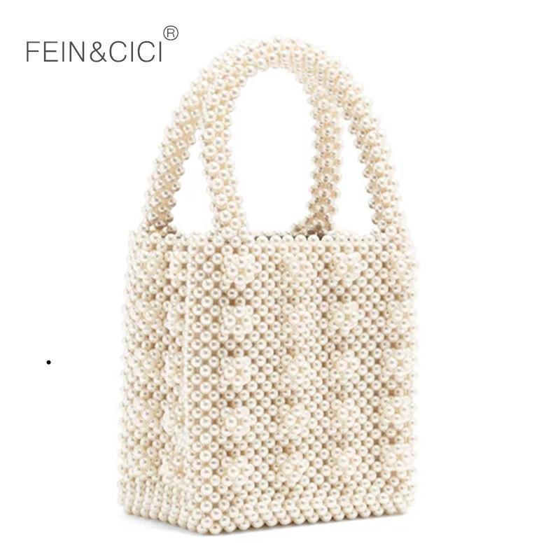 Planet Gates Pearls bag beaded box totes bag women party vintage handbag 2018 summer luxury brand white yellow blue wholesale drop shipping