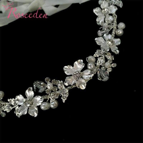 Planet Gates Pearls  Crystal Headband Wedding Hair Accessories Vine Rhinestone Flower Bridal Tiara Headpiece  New RE3011