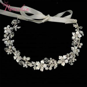 Planet Gates Pearls  Crystal Headband Wedding Hair Accessories Vine Rhinestone Flower Bridal Tiara Headpiece  New RE3011