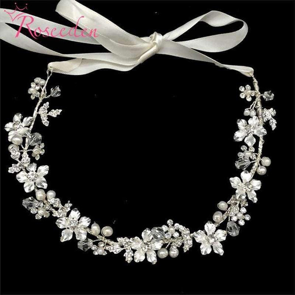 Planet Gates Pearls  Crystal Headband Wedding Hair Accessories Vine Rhinestone Flower Bridal Tiara Headpiece  New RE3011