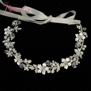 Planet Gates Pearls  Crystal Headband Wedding Hair Accessories Vine Rhinestone Flower Bridal Tiara Headpiece  New RE3011