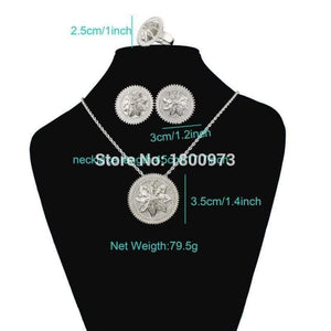 Planet Gates Pendant/Earrings/Ring/Necklace Jewelry Silver Plated Habesha Jewelry African 4PCS Wedding Jewelry Sets