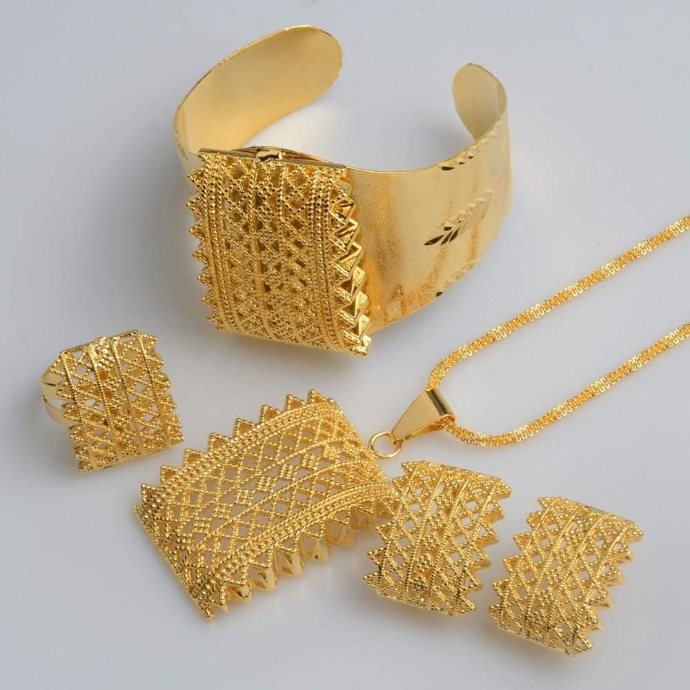 Planet Gates Pendant Necklaces Earrings Bangle Ring New Ethiopian Jewelry sets Habesha Eritrean Wedding Gifts #J0053