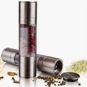 Pepper Grinder 2 in 1 Stainless Steel Manual Salt Pepper Mill Grinder Seasoning Grinding for Cooking Restaurants