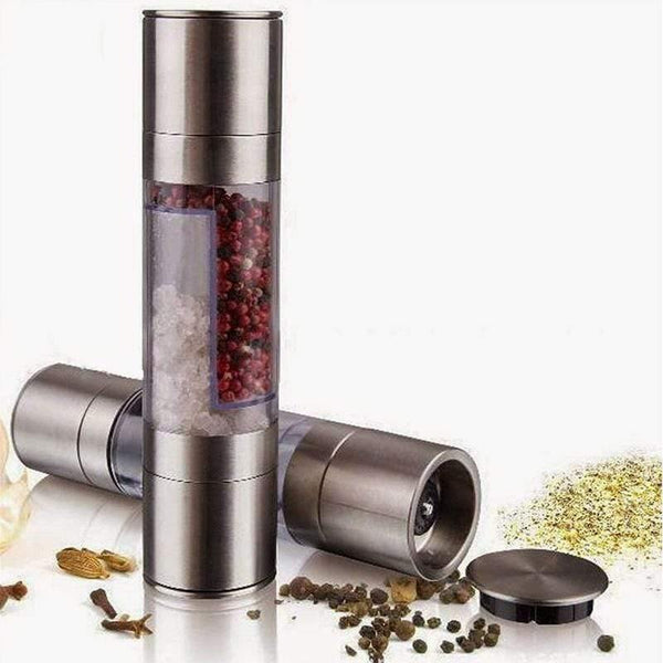 Pepper Grinder 2 in 1 Stainless Steel Manual Salt Pepper Mill Grinder Seasoning Grinding for Cooking Restaurants