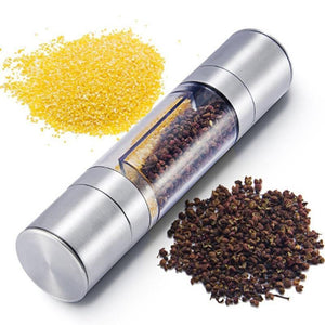 Pepper Grinder 2 in 1 Stainless Steel Manual Salt Pepper Mill Grinder Seasoning Grinding for Cooking Restaurants