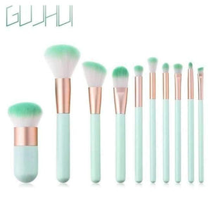 Planet Gates Peppermint Green 10pcs/lot Makeup Brush Tools Face Eyeshadow Foundation Make Up Brushes Beauty Set Blush Professional Kit Brand New Hot Selling
