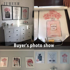 Planet Gates Perfume Bottle Wall Art Perfume Posters and Prints Beauty Begins Quote Print Watercolor Flower Pictures Bedroom Decoration