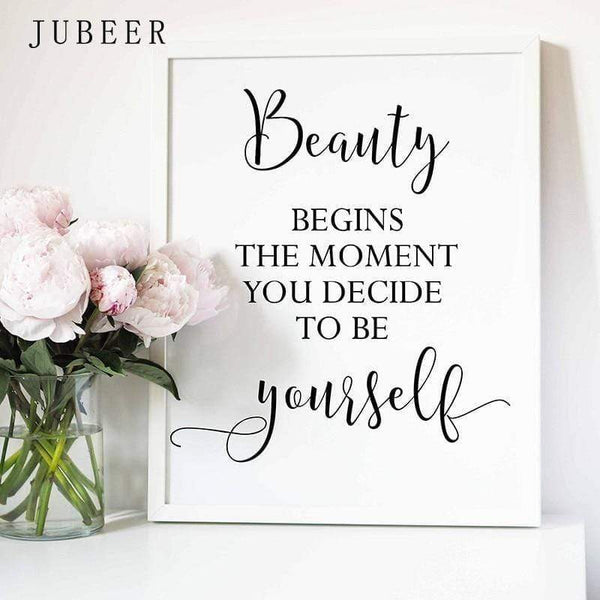 Planet Gates Perfume Bottle Wall Art Perfume Posters and Prints Beauty Begins Quote Print Watercolor Flower Pictures Bedroom Decoration