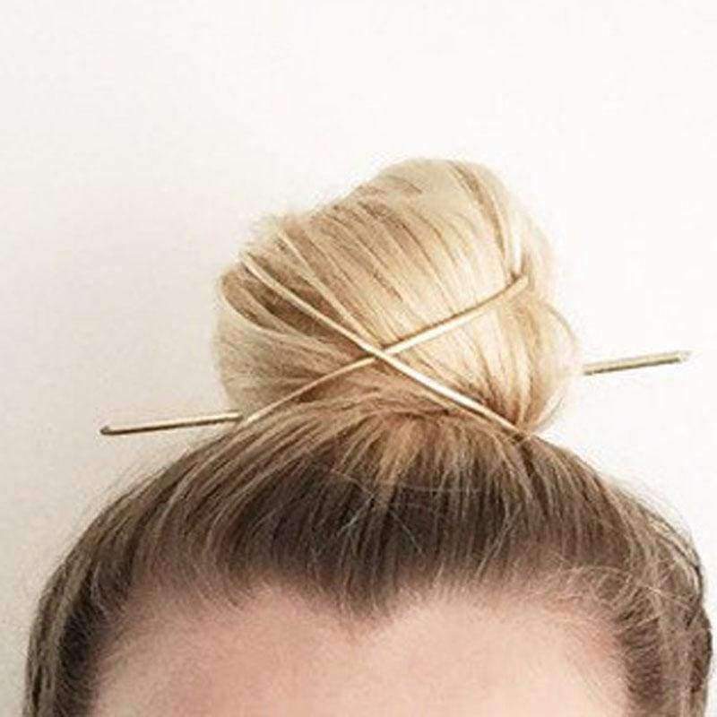 Planet Gates Personalized ! 2018 New Arrival Metal Gold Filled X Shaped Bun Holder Boho Hair Stick Charming Hair Accessory Vintage Bun Cage