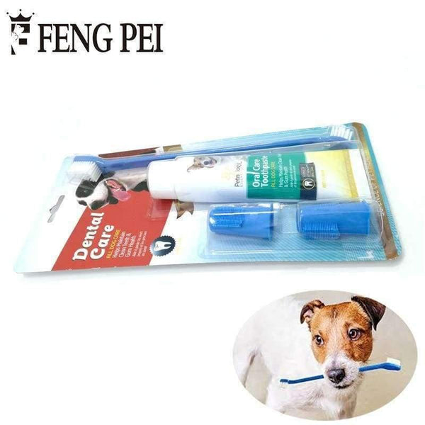 Planet Gates Pet cats dogs finger toothbrush toothpaste set 1pcs Flavour Toothpaste +1pcs Two-head Toothbrush+2pcs Brush Head Dog Cat Hygiene