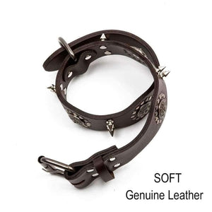 Planet Gates Pet Dog Collar Genuine Leather Retro Style Sharp Spiked Studded For Medium Large Breeds Pitbull Pet Products Acessorios