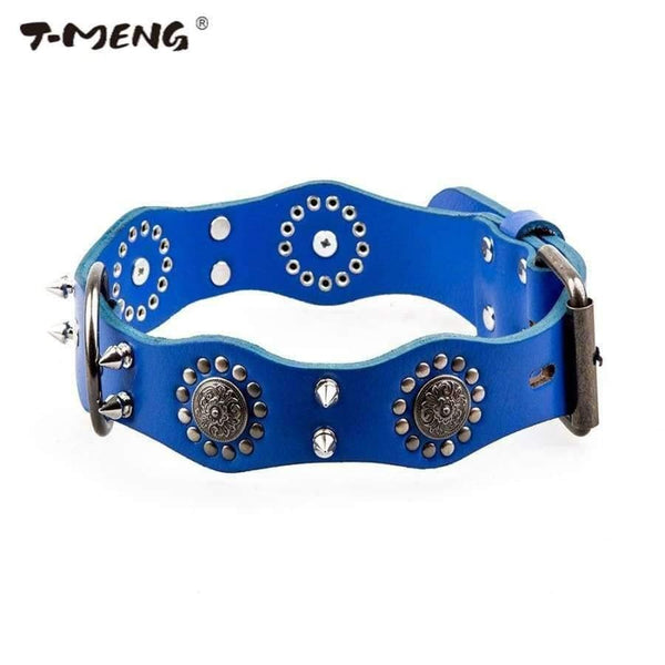 Planet Gates Pet Dog Collar Genuine Leather Retro Style Sharp Spiked Studded For Medium Large Breeds Pitbull Pet Products Acessorios