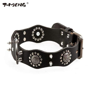 Planet Gates Pet Dog Collar Genuine Leather Retro Style Sharp Spiked Studded For Medium Large Breeds Pitbull Pet Products Acessorios